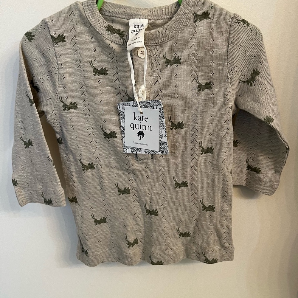 Kate Quinn Kids Long Sleeve Gray Shirt with Grass hoppers